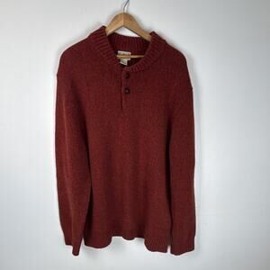 L.L. Bean Men's XL Rust Lamb's Wool Henley Pullover. Warm and cozy small FLAW.